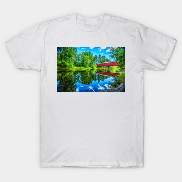 Sawyers Crossing Covered Bridge T-Shirt by Gestalt Imagery